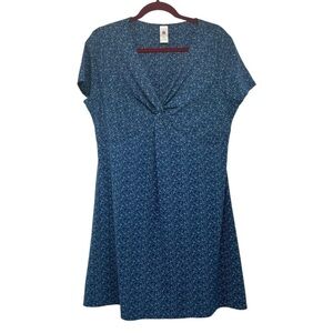 Soybu Blue Print Twist Front Casual Stretch Outdoor Active Dress XXL